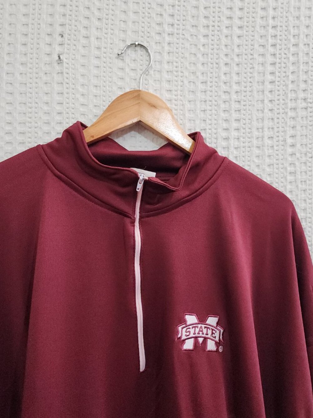 Mississippi State Bulldogs Quarter Zip Pullover 3XL Maroon Athletic Sweater - Picture 6 of 13
